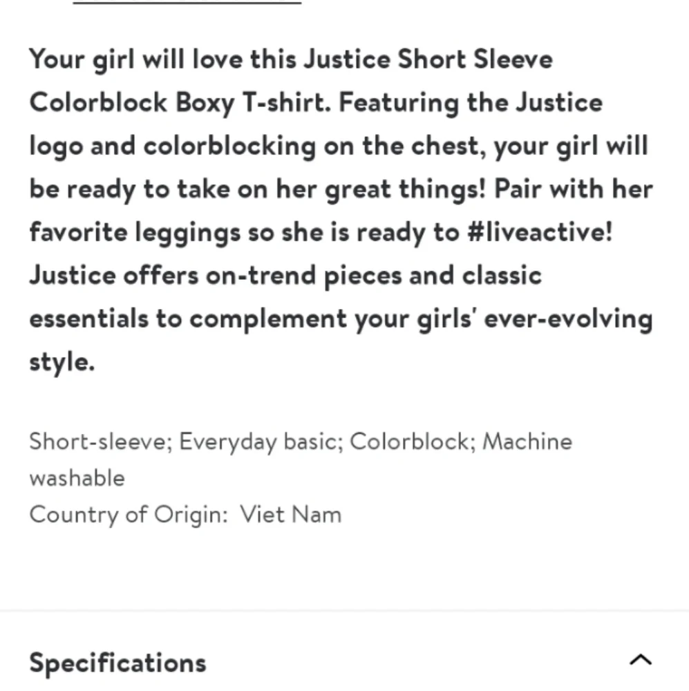 NWT Girls Justice Everyday Short Sleeve T-Shirt